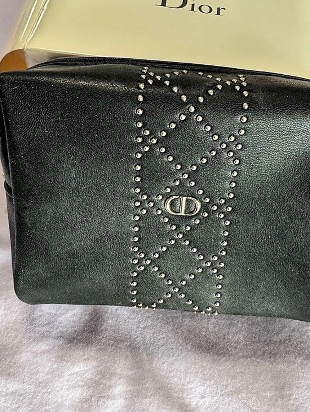 Dior Black Studded Cosmetic Pouch